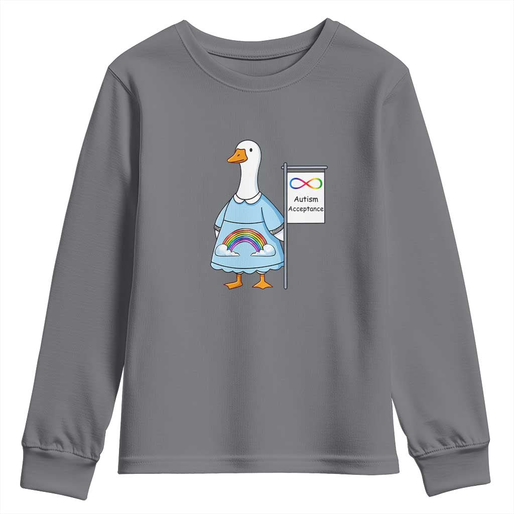 Autism Acceptance Youth Sweatshirt Neurodivergent Awareness Silly Goose Support TS14 Charcoal Print Your Wear
