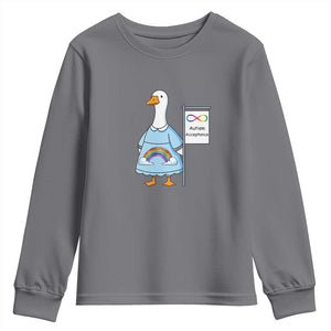 Autism Acceptance Youth Sweatshirt Neurodivergent Awareness Silly Goose Support TS14 Charcoal Print Your Wear
