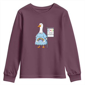 Autism Acceptance Youth Sweatshirt Neurodivergent Awareness Silly Goose Support TS14 Maroon Print Your Wear