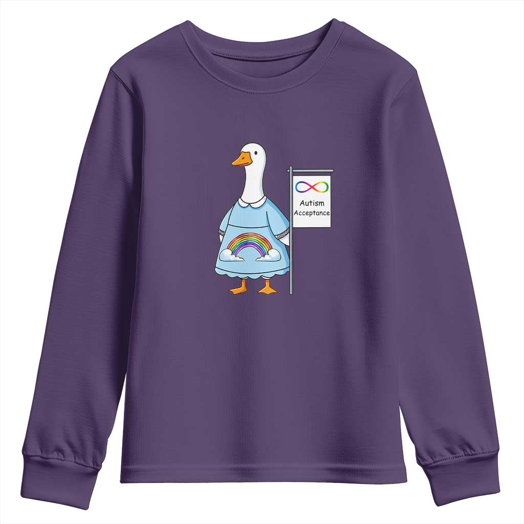 Autism Acceptance Youth Sweatshirt Neurodivergent Awareness Silly Goose Support TS14 Purple Print Your Wear
