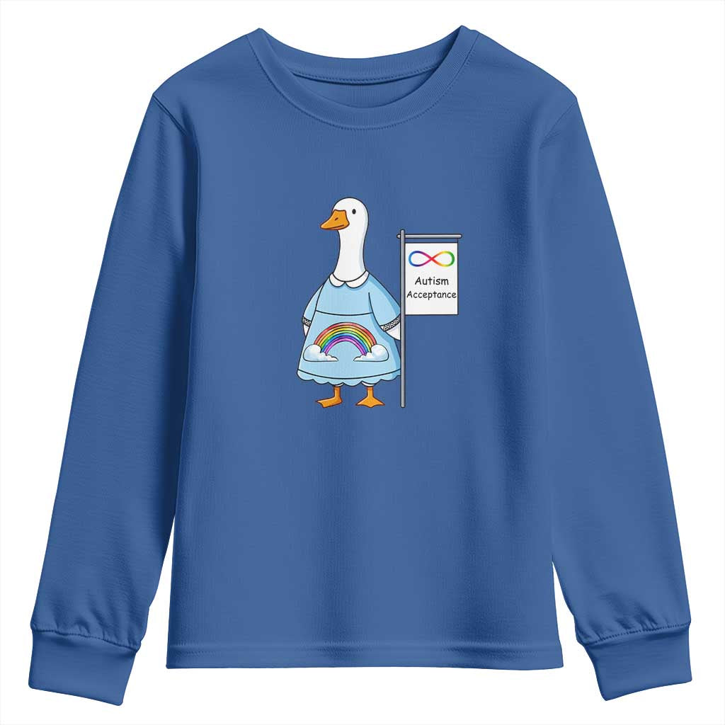 Autism Acceptance Youth Sweatshirt Neurodivergent Awareness Silly Goose Support TS14 Royal Blue Print Your Wear