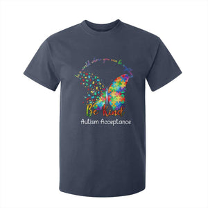 Autism Acceptance T Shirt For Kid In A World Where You Can Be Anything Be Kind Butterfly Puzzle TS14 Navy Print Your Wear