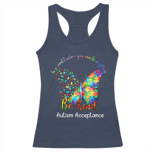 Autism Acceptance Racerback Tank Top In A World Where You Can Be Anything Be Kind Butterfly Puzzle TS14 Navy Print Your Wear