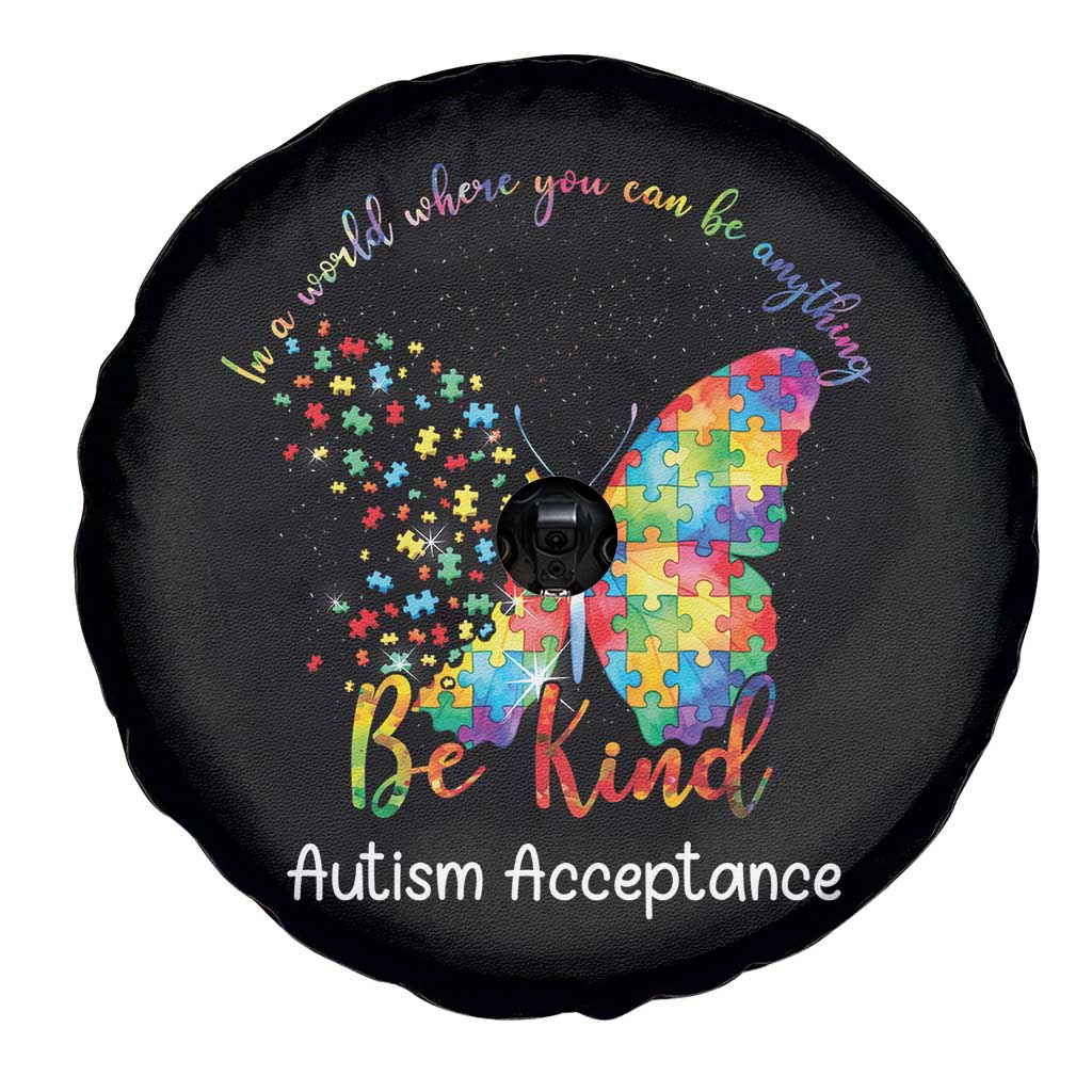 Autism Acceptance Spare Tire Cover In A World Where You Can Be Anything Be Kind Butterfly Puzzle TS14 Print Your Wear