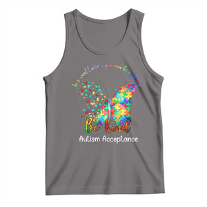 Autism Acceptance Tank Top In A World Where You Can Be Anything Be Kind Butterfly Puzzle TS14 Deep Heather Print Your Wear
