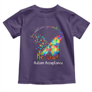 Autism Acceptance Toddler T Shirt In A World Where You Can Be Anything Be Kind Butterfly Puzzle TS14 Purple Print Your Wear