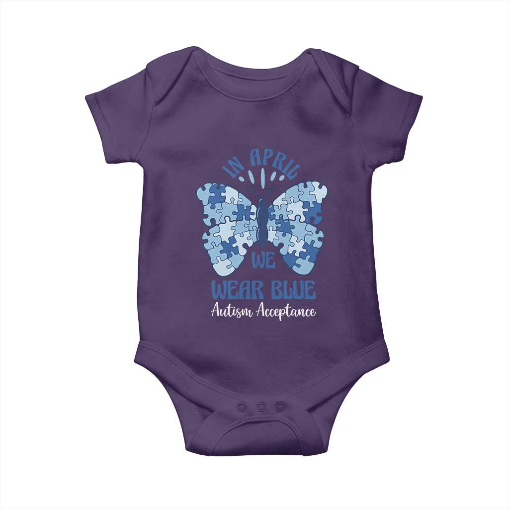 Autism Acceptance Baby Onesie In April We Wear Blue Special Education Teacher TS14 Purple Print Your Wear