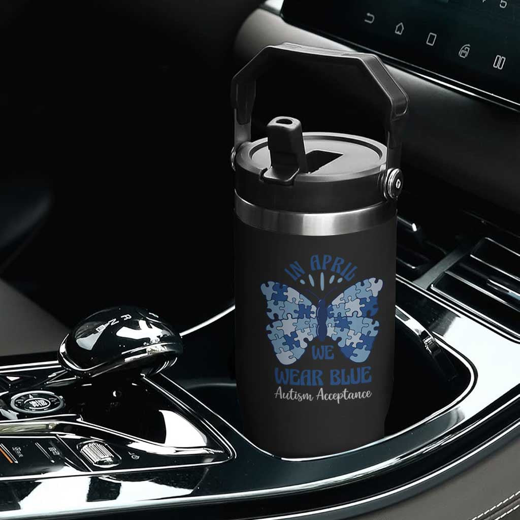 Autism Acceptance Flip Straw Tumbler In April We Wear Blue Special Education Teacher TS14 Print Your Wear