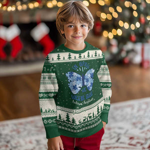 Autism Acceptance Ugly Christmas Sweater In April We Wear Blue Special Education Teacher TS14 Forest Green Beige Print Your Wear