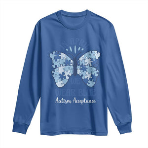 Autism Acceptance Long Sleeve Shirt In April We Wear Blue Special Education Teacher TS14 Royal Blue Print Your Wear