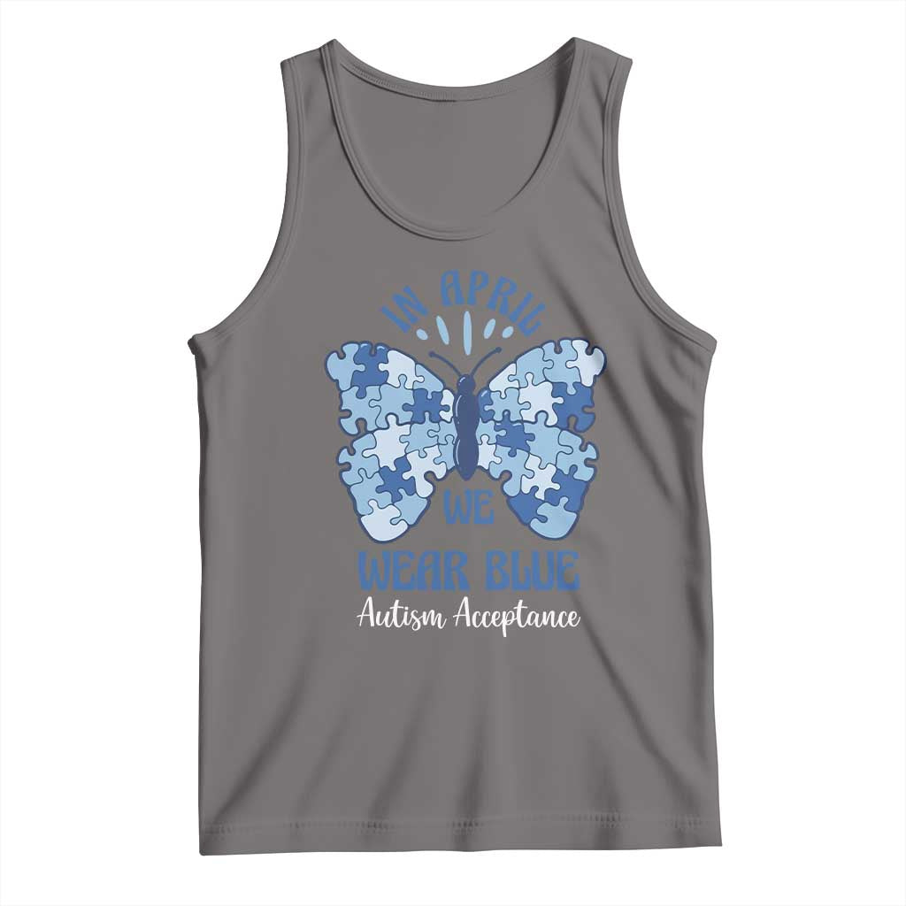 Autism Acceptance Tank Top In April We Wear Blue Special Education Teacher TS14 Deep Heather Print Your Wear