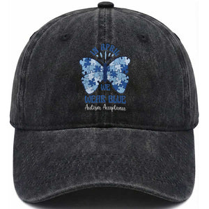 Autism Acceptance Washed Cotton Baseball Cap In April We Wear Blue Special Education Teacher TS14 Print Your Wear