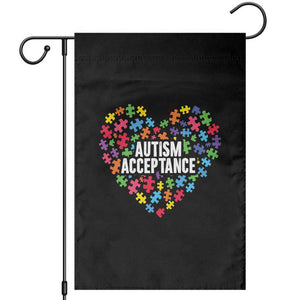 Autism Acceptance Garden Flag Love Heart Puzzle Piece Gift TS14 Black Print Your Wear