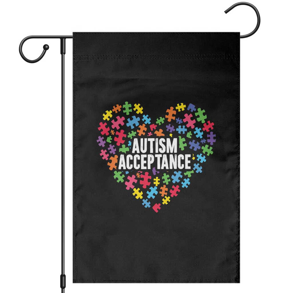 Autism Acceptance Garden Flag Love Heart Puzzle Piece Gift TS14 Black Print Your Wear