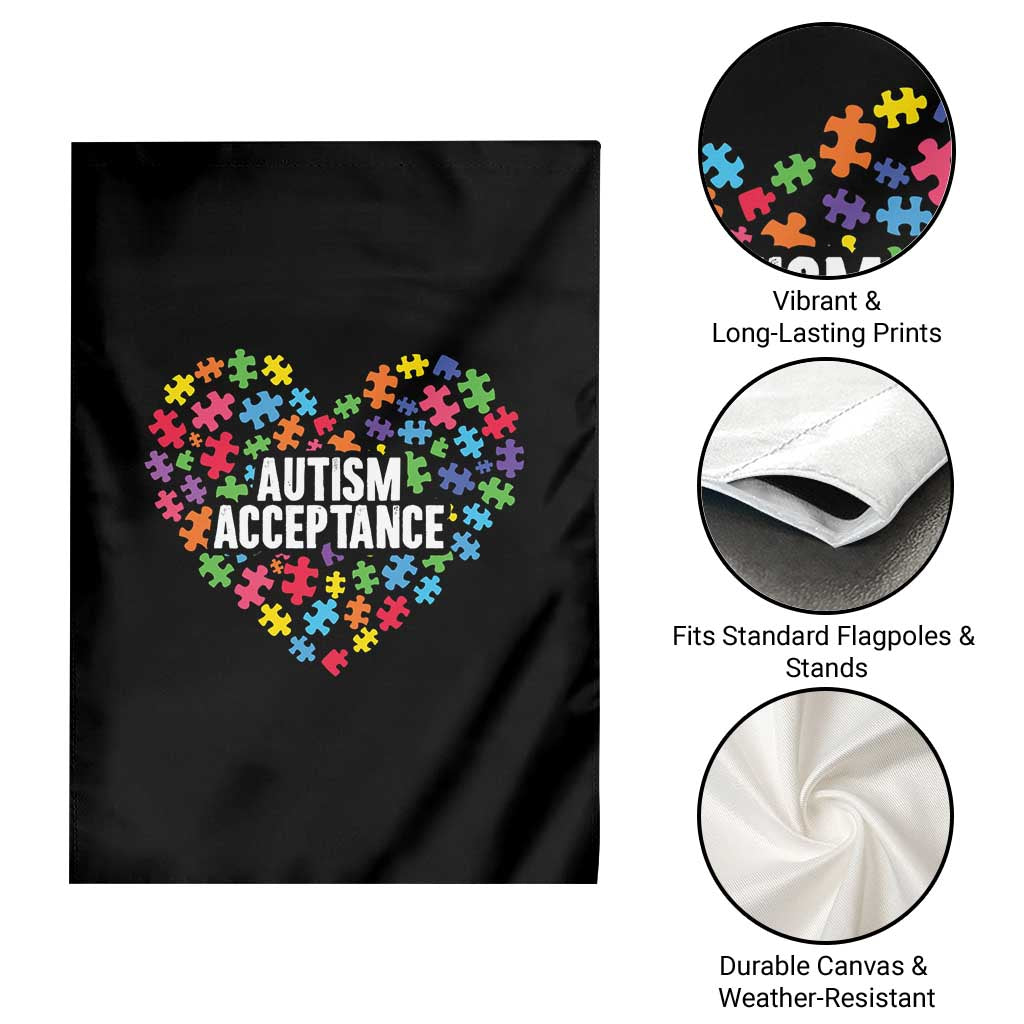 Autism Acceptance Garden Flag Love Heart Puzzle Piece Gift TS14 Print Your Wear