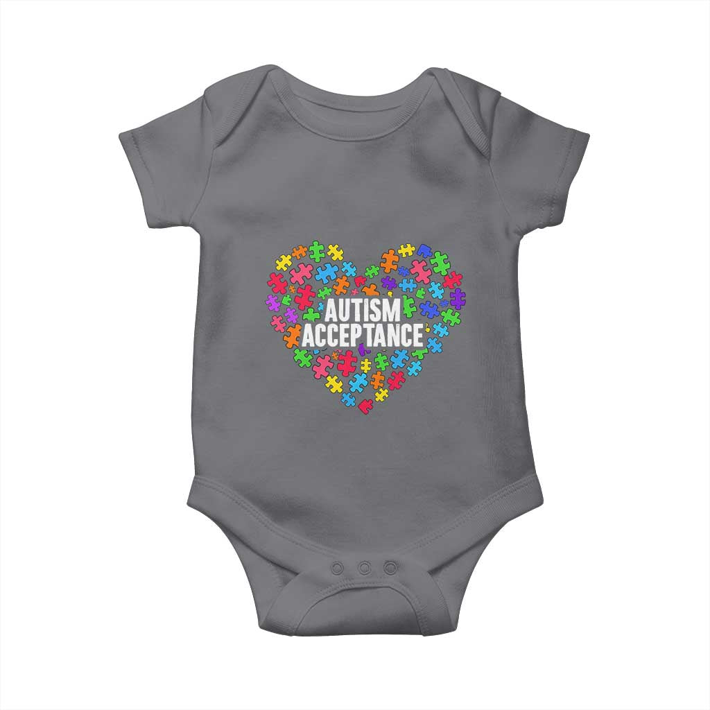 Autism Acceptance Baby Onesie Love Heart Puzzle Piece Gift TS14 Charcoal Print Your Wear