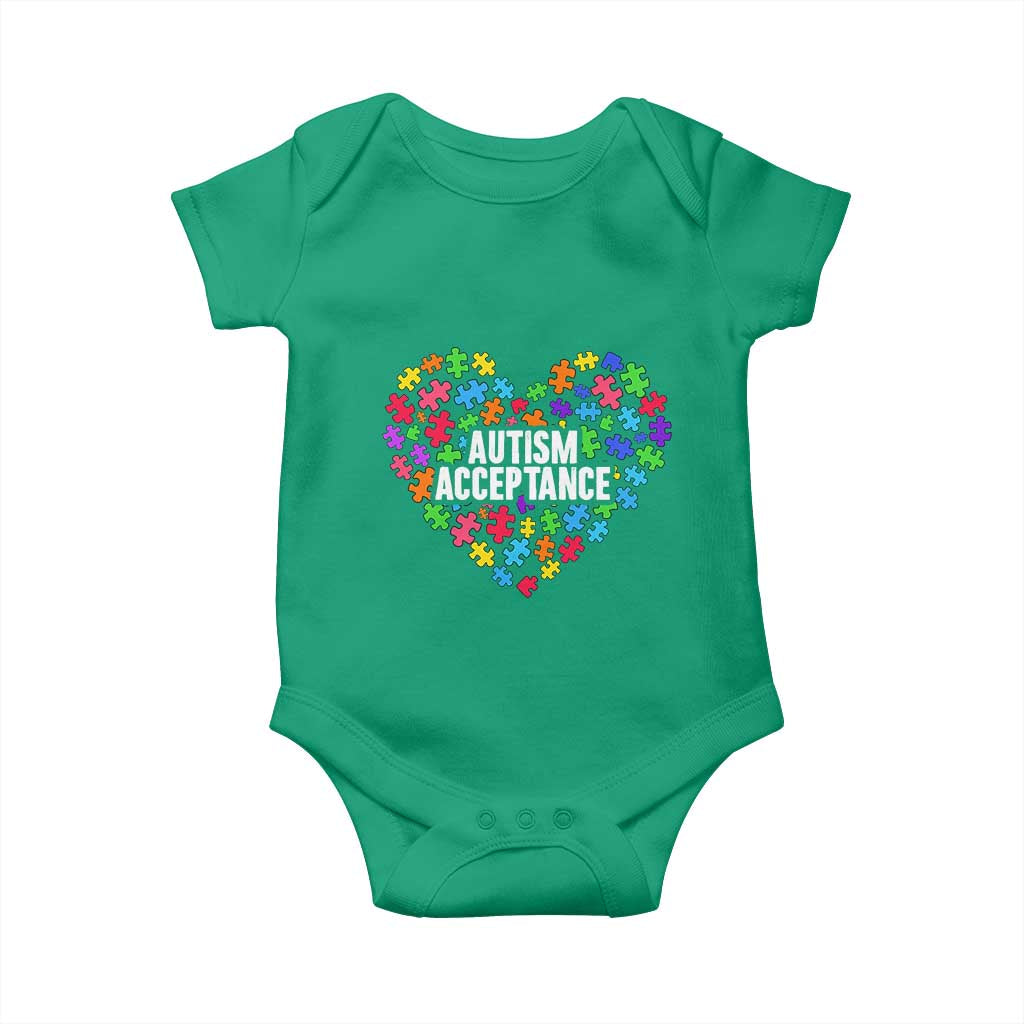 Autism Acceptance Baby Onesie Love Heart Puzzle Piece Gift TS14 Irish Green Print Your Wear