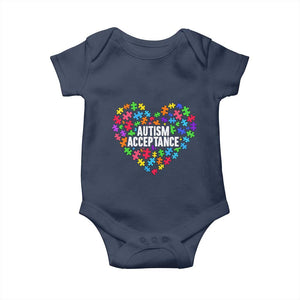 Autism Acceptance Baby Onesie Love Heart Puzzle Piece Gift TS14 Navy Print Your Wear