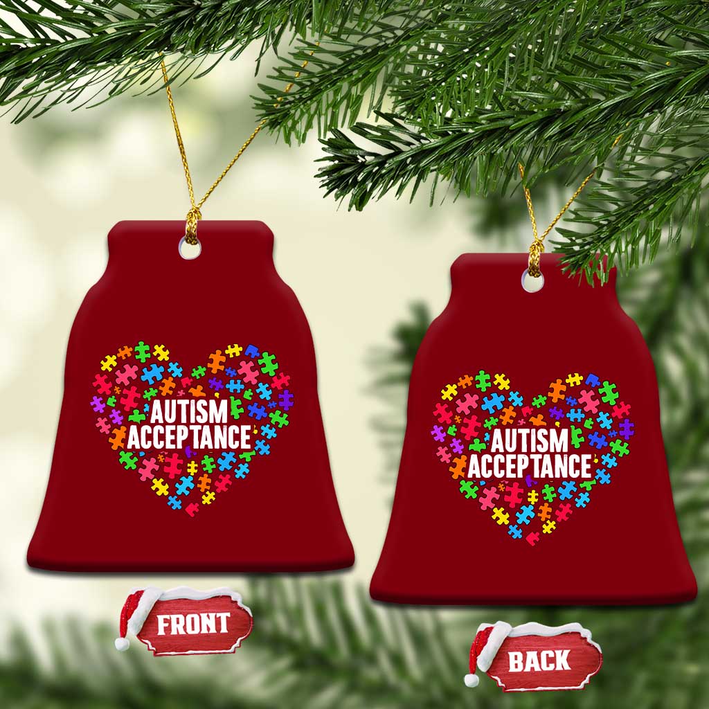 Autism Acceptance Ceramic Ornament Love Heart Puzzle Piece Gift TS14 Print Your Wear
