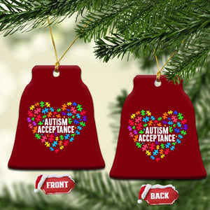 Autism Acceptance Ceramic Ornament Love Heart Puzzle Piece Gift TS14 Print Your Wear