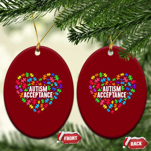 Autism Acceptance Ceramic Ornament Love Heart Puzzle Piece Gift TS14 Print Your Wear