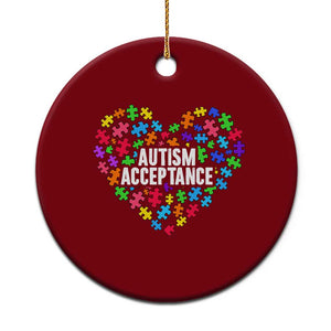 Autism Acceptance Ceramic Ornament Love Heart Puzzle Piece Gift TS14 1pc Red Print Your Wear