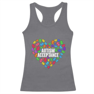 Autism Acceptance Racerback Tank Top Love Heart Puzzle Piece Gift TS14 Charcoal Print Your Wear