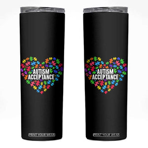 Autism Acceptance Skinny Tumbler Love Heart Puzzle Piece Gift TS14 Black Print Your Wear