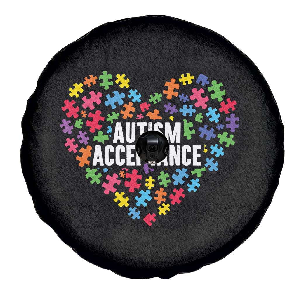 Autism Acceptance Spare Tire Cover Love Heart Puzzle Piece Gift TS14 Print Your Wear