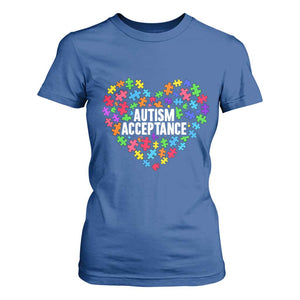 Autism Acceptance T Shirt For Women Love Heart Puzzle Piece Gift TS14 Royal Blue Print Your Wear