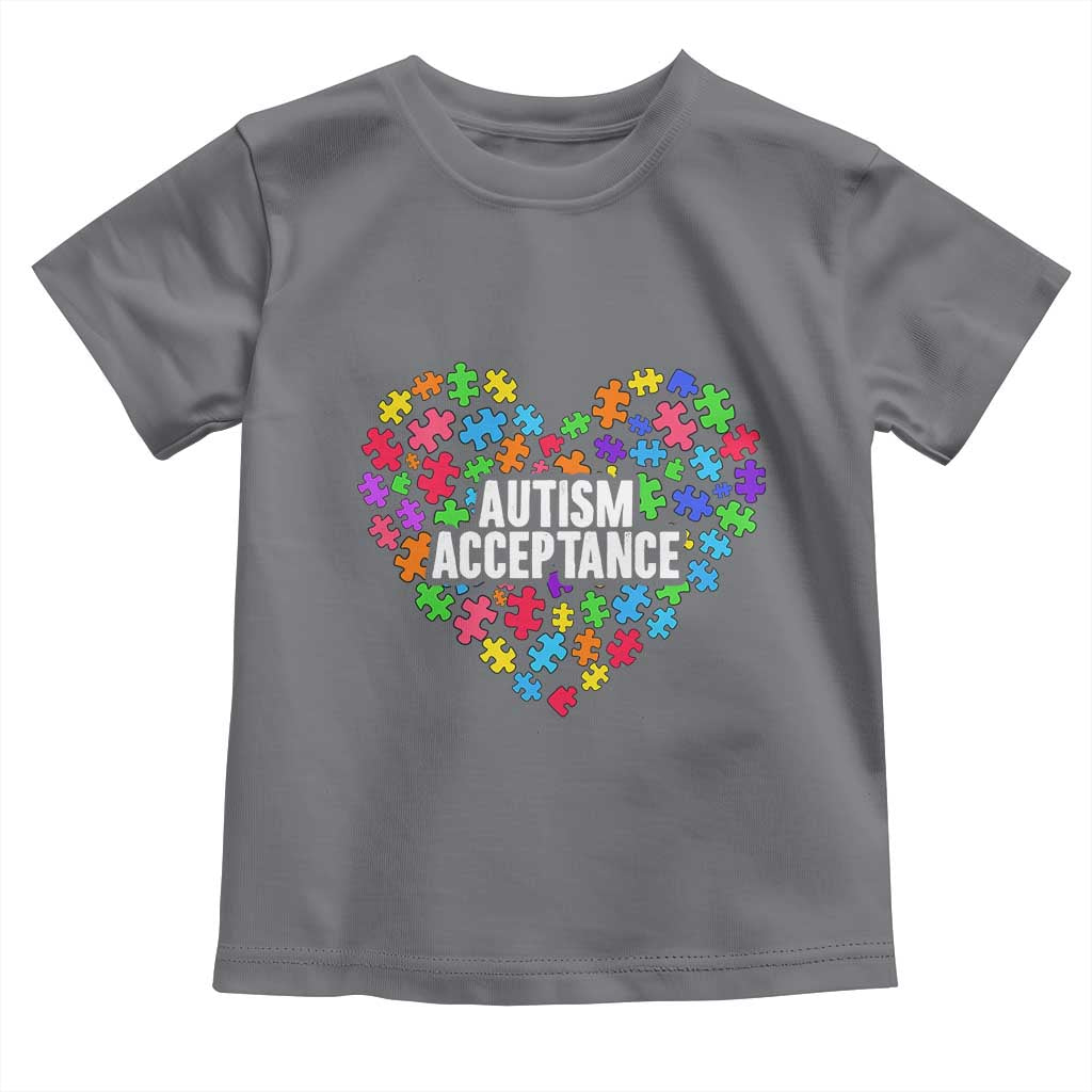 Autism Acceptance Toddler T Shirt Love Heart Puzzle Piece Gift TS14 Charcoal Print Your Wear