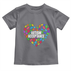 Autism Acceptance Toddler T Shirt Love Heart Puzzle Piece Gift TS14 Charcoal Print Your Wear