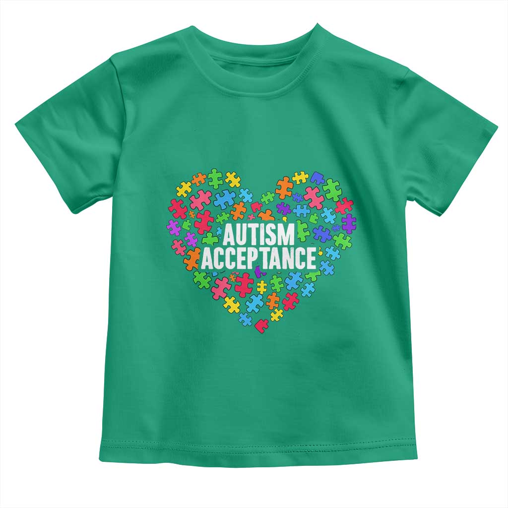 Autism Acceptance Toddler T Shirt Love Heart Puzzle Piece Gift TS14 Irish Green Print Your Wear