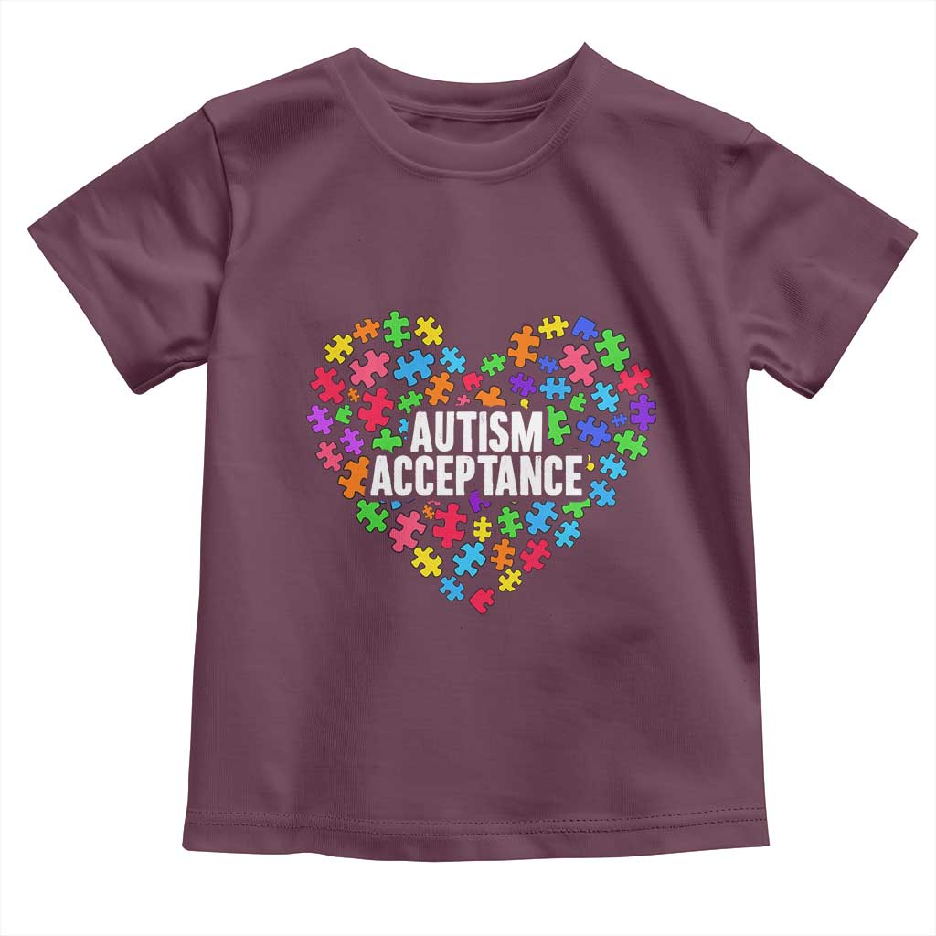 Autism Acceptance Toddler T Shirt Love Heart Puzzle Piece Gift TS14 Maroon Print Your Wear