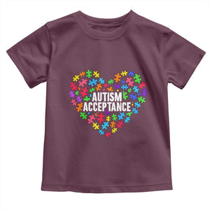 Autism Acceptance Toddler T Shirt Love Heart Puzzle Piece Gift TS14 Maroon Print Your Wear