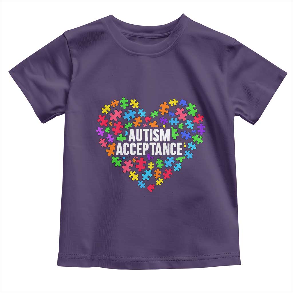 Autism Acceptance Toddler T Shirt Love Heart Puzzle Piece Gift TS14 Purple Print Your Wear