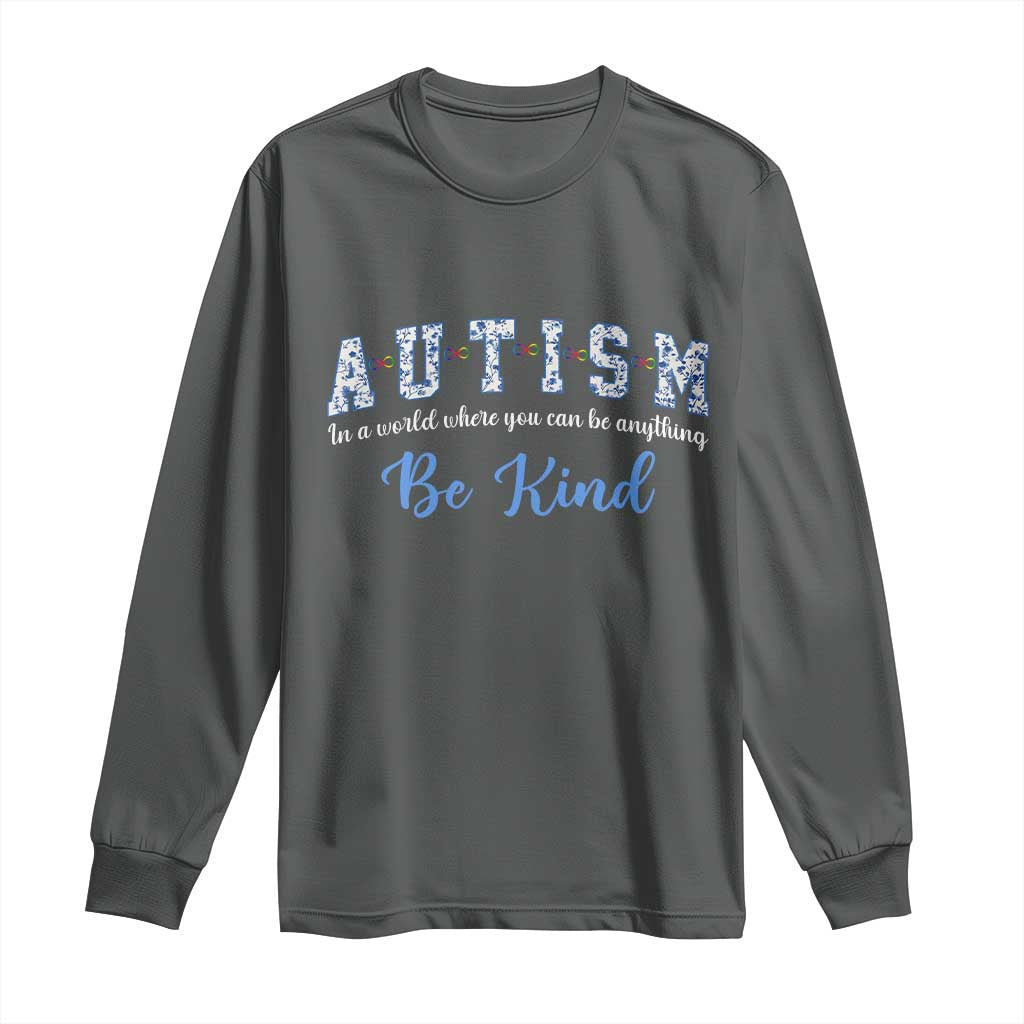 Autism Awareness Long Sleeve Shirt Neurodivergent Pride Infinity Symbol Support TS14 Dark Heather Print Your Wear
