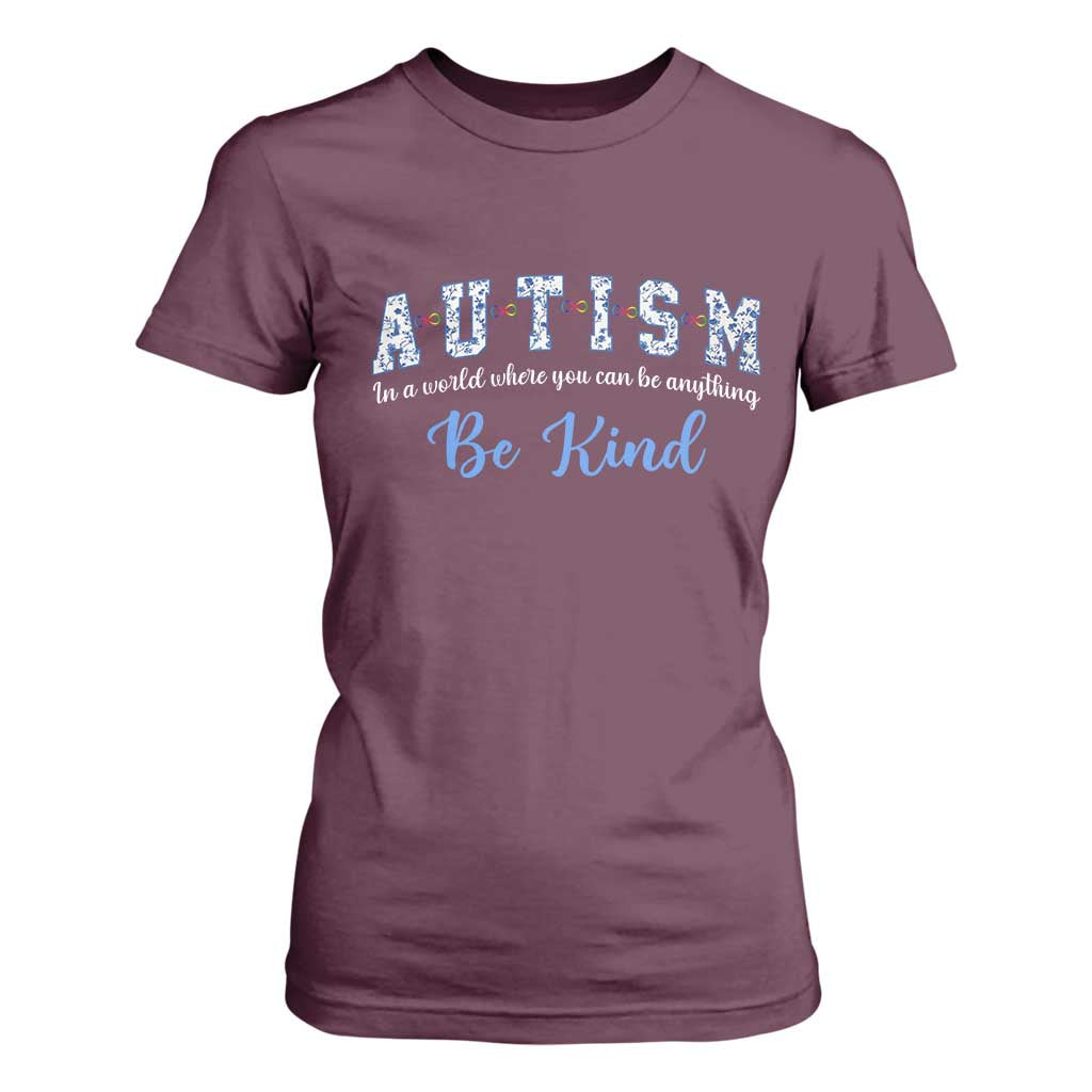 Autism Awareness T Shirt For Women Neurodivergent Pride Infinity Symbol Support TS14 Maroon Print Your Wear