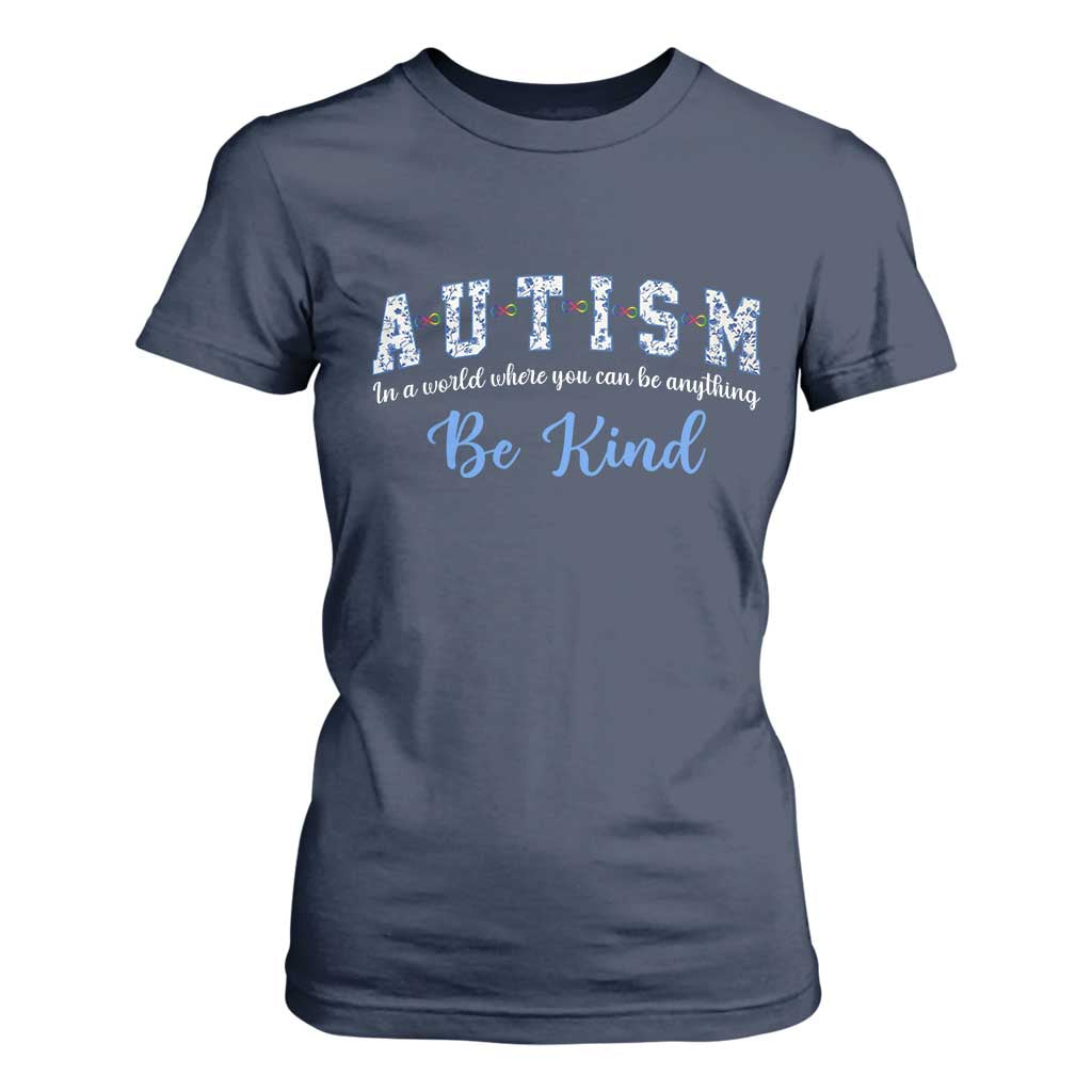 Autism Awareness T Shirt For Women Neurodivergent Pride Infinity Symbol Support TS14 Navy Print Your Wear