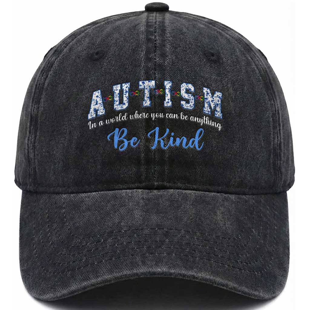 Autism Awareness Washed Cotton Baseball Cap Neurodivergent Pride Infinity Symbol Support TS14 Print Your Wear