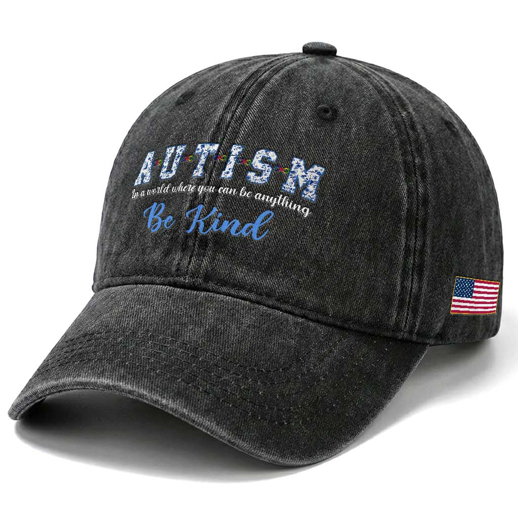Autism Awareness Washed Cotton Baseball Cap Neurodivergent Pride Infinity Symbol Support TS14 Print Your Wear