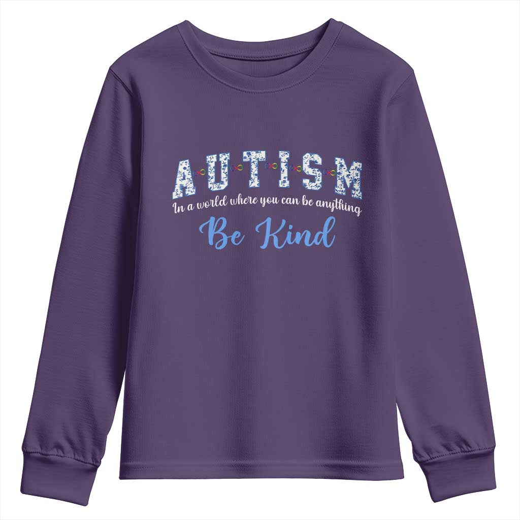 Autism Awareness Youth Sweatshirt Neurodivergent Pride Infinity Symbol Support TS14 Purple Print Your Wear