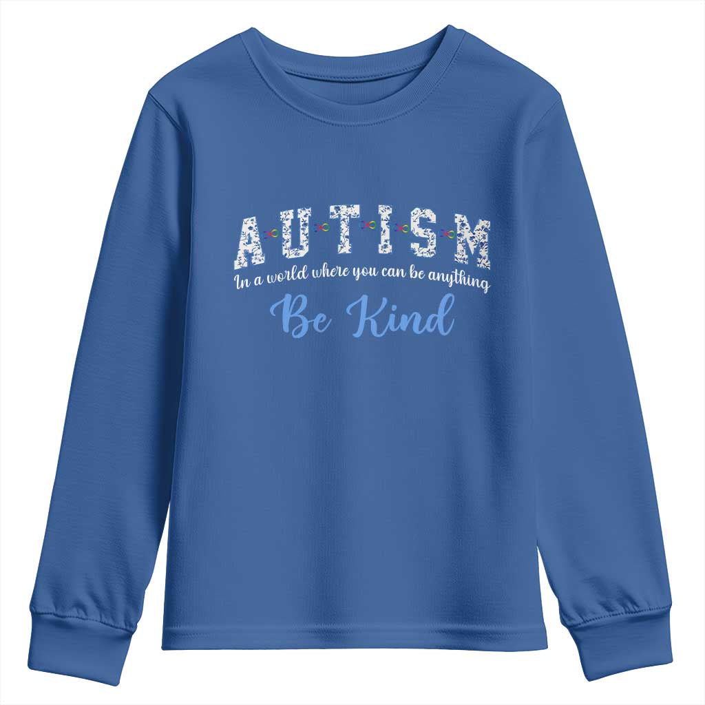 Autism Awareness Youth Sweatshirt Neurodivergent Pride Infinity Symbol Support TS14 Royal Blue Print Your Wear