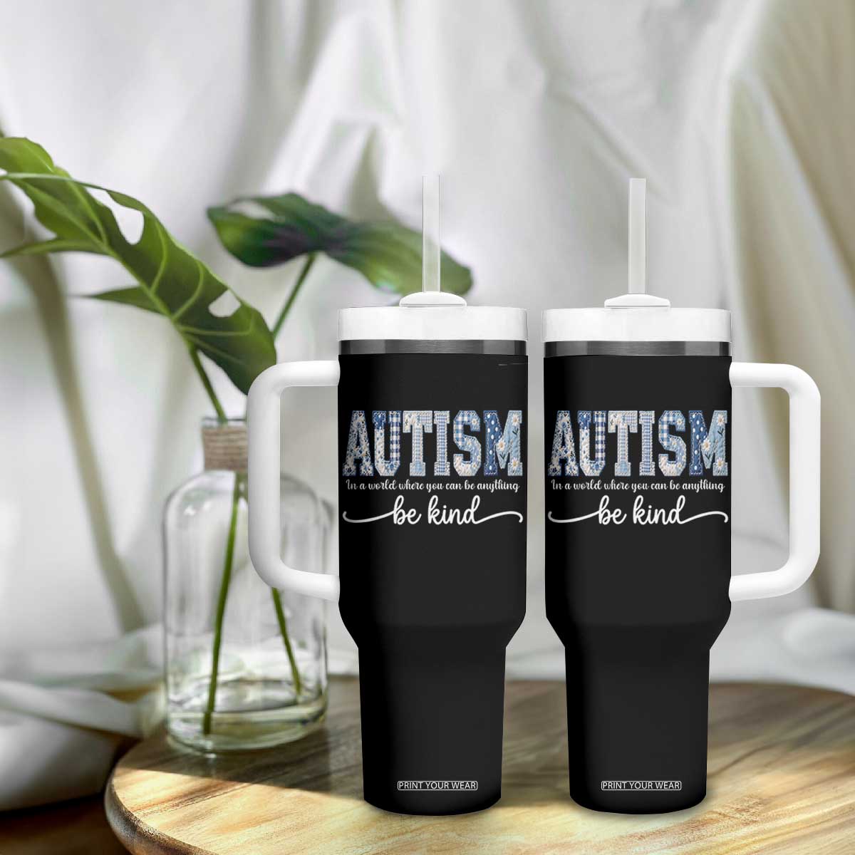 Autism Acceptance Tumbler With Handle In A World Where You Can Be Anything Be Kind TS14 Print Your Wear