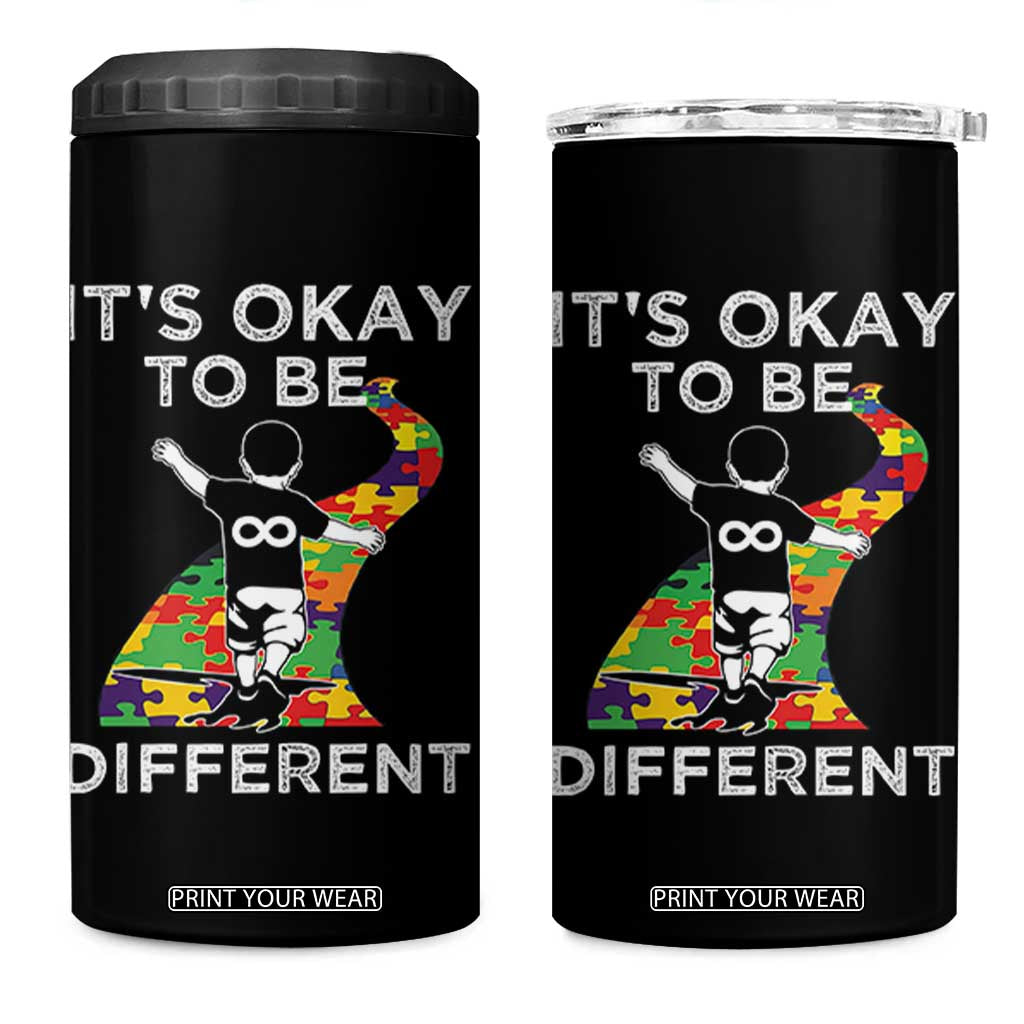 Autism Acceptance 4 in 1 Can Cooler Tumbler It's Okay To Be Different TS14 One Size: 16 oz Black Print Your Wear