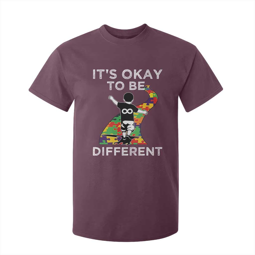 Autism Acceptance T Shirt For Kid It's Okay To Be Different TS14 Maroon Print Your Wear