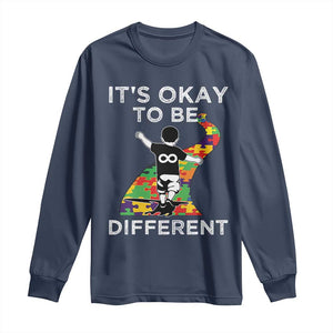 Autism Acceptance Long Sleeve Shirt It's Okay To Be Different TS14 Navy Print Your Wear