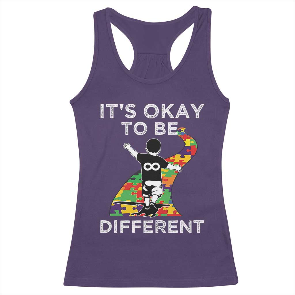 Autism Acceptance Racerback Tank Top It's Okay To Be Different TS14 Purple Print Your Wear