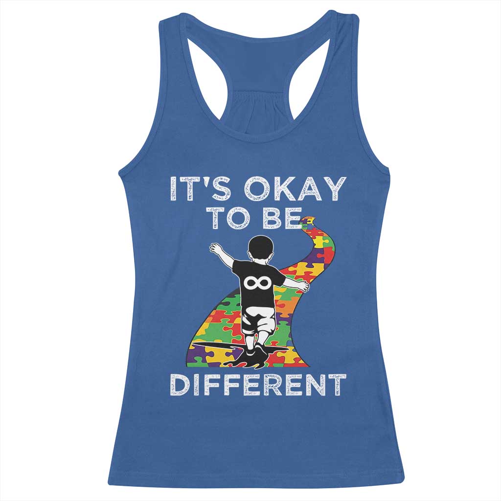 Autism Acceptance Racerback Tank Top It's Okay To Be Different TS14 Royal Blue Print Your Wear