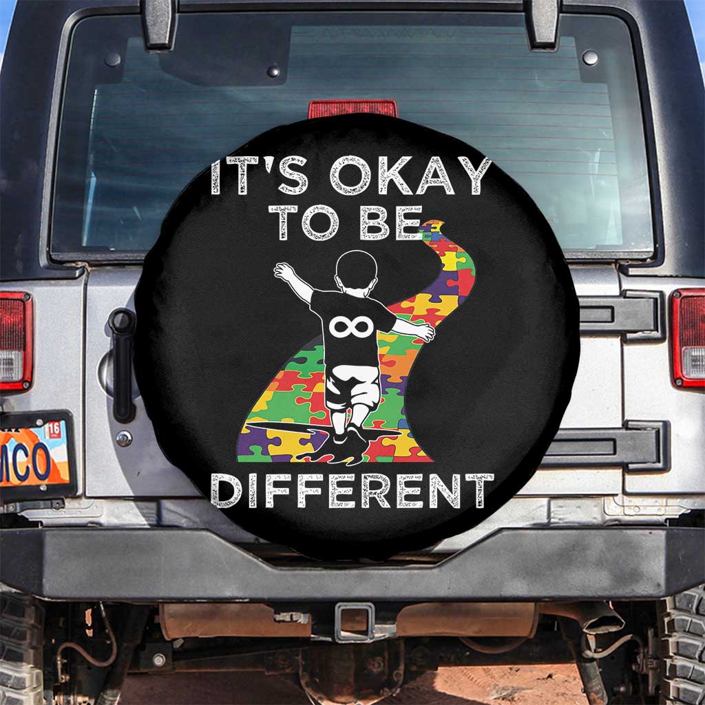 Autism Acceptance Spare Tire Cover It's Okay To Be Different TS14 No hole Black Print Your Wear